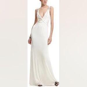 BCBG White Jersey Gown, Size XXS